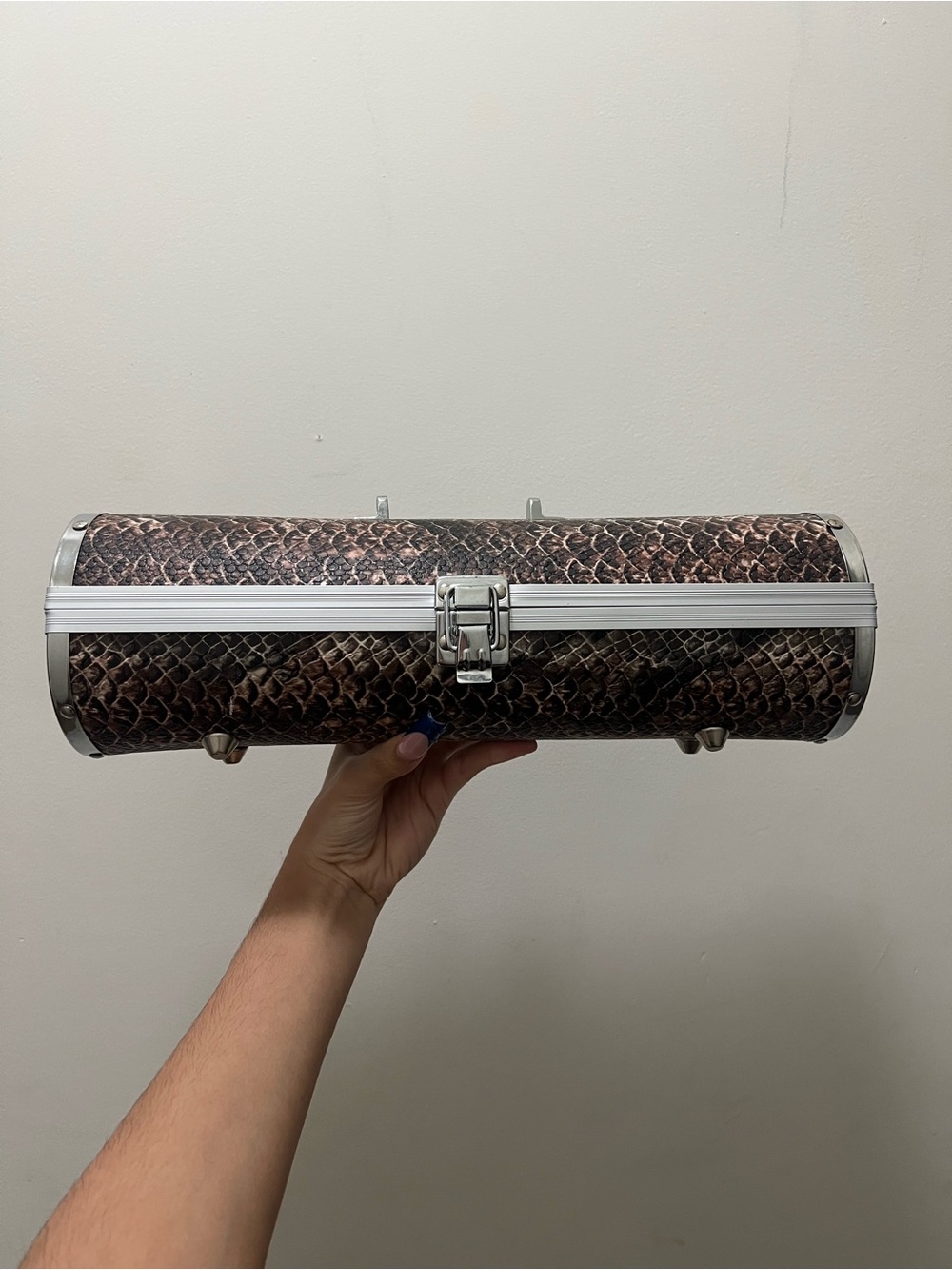 Reptile Print Wine Case in Brown Snakeskin